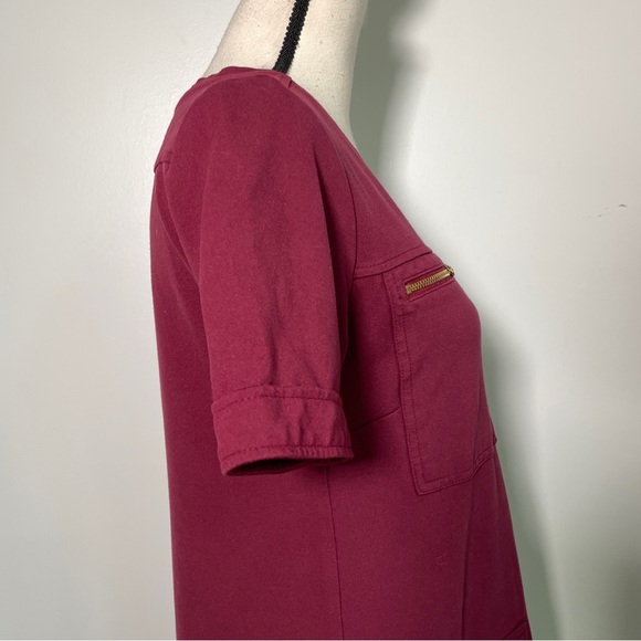 J Crew Burgundy Crew Neck Short Sleeve Sheath Mini Dress 4 - Picture 11 of 12